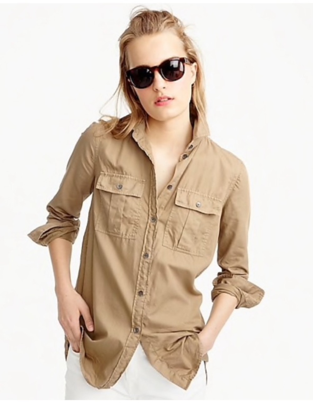 J. Crew | Tan Button Down Fatigue Shirt